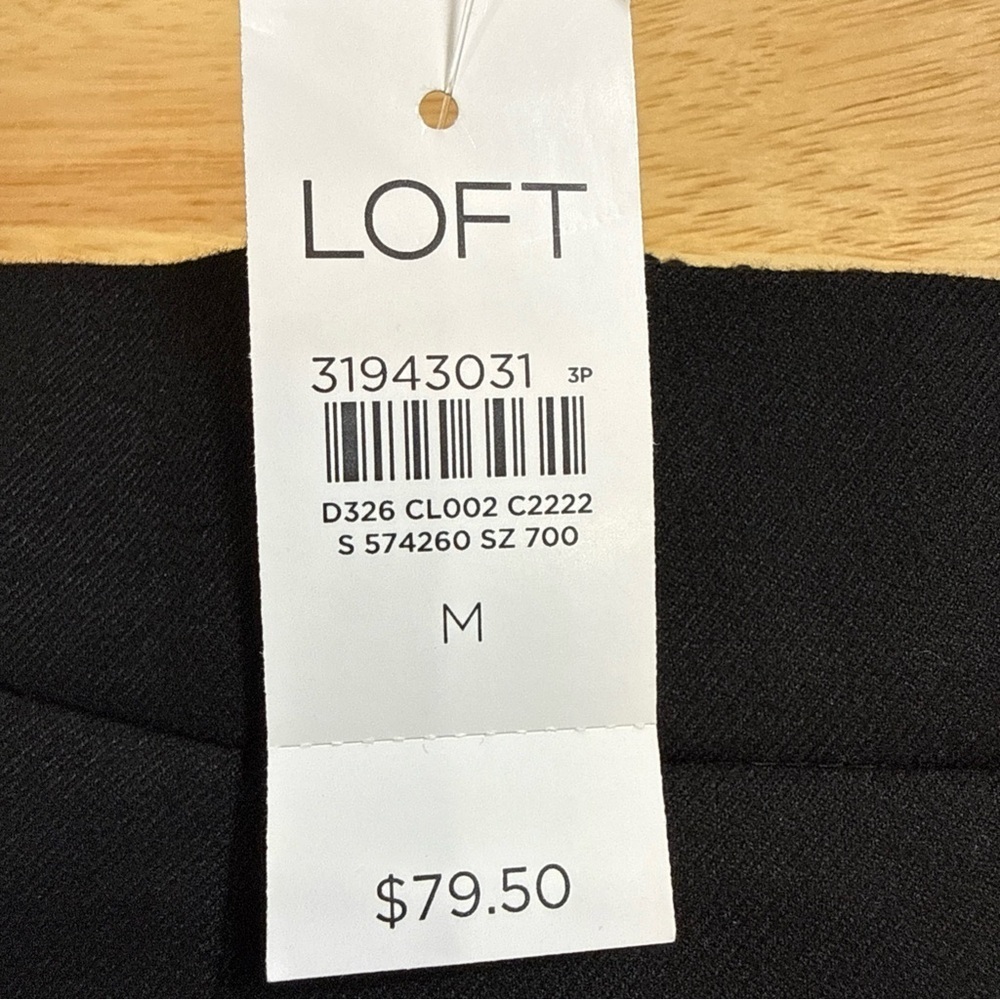 Loft Womens Black Pleated Slacks Elastic Stretch Waist Pull On Size M NEW $79.50 - Picture 6 of 8